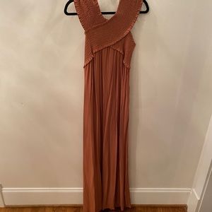 Off the shoulder rust maxi